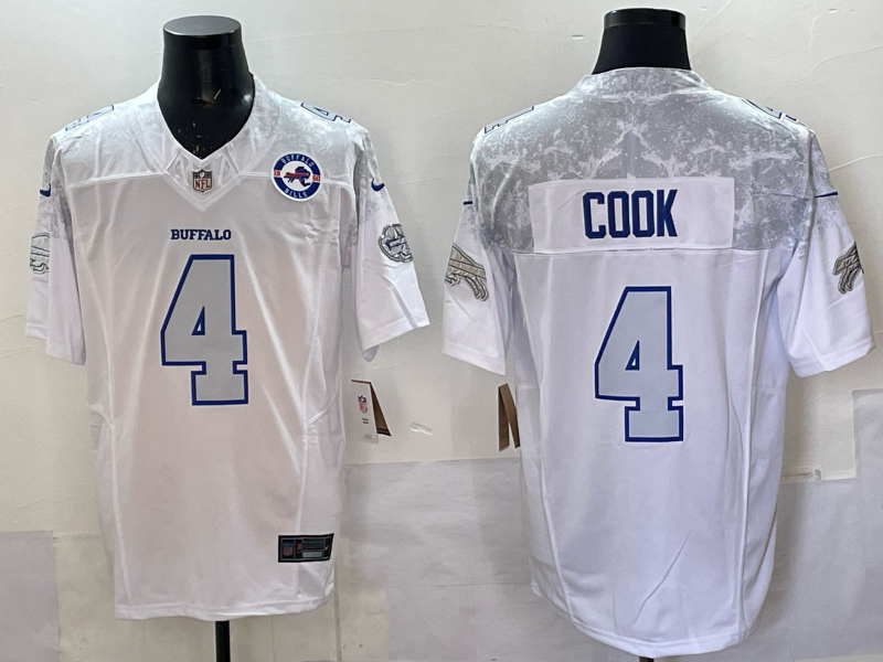 Men Buffalo Bills #4 Cook Nike White 2025 Rivalries Collection Limited NFL Jersey 043